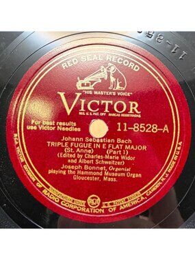 Joseph Bonnet 78 RPM Record Johann Sebastian Bach Triple Fugue In E Flat Major